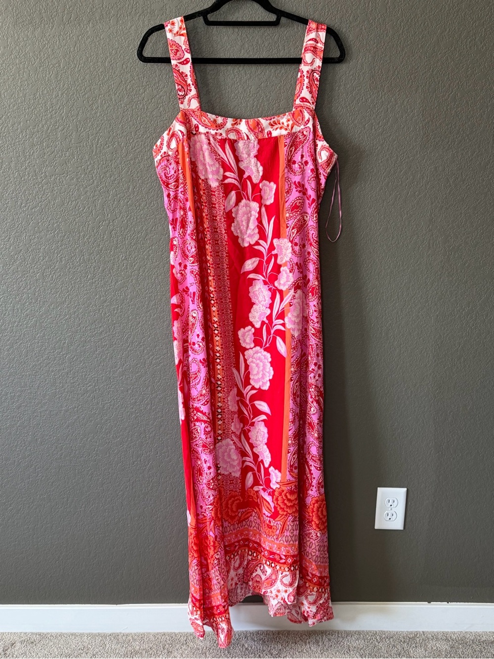 MSK Red & Pink Floral Maxi Slip Dress